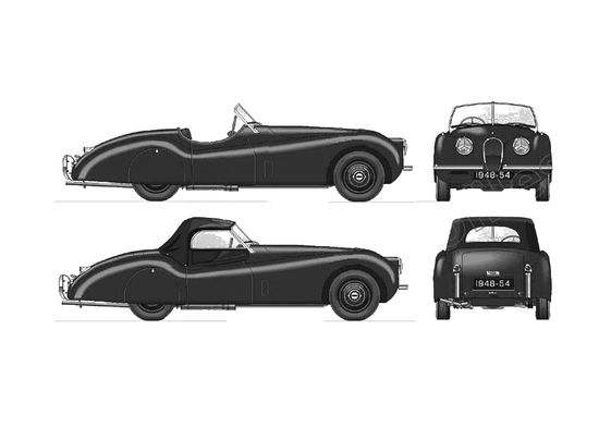 Jaguar E-type設計図カレンダーボード Jaguar E-Type 1961 Blueprint - Download free blueprint for